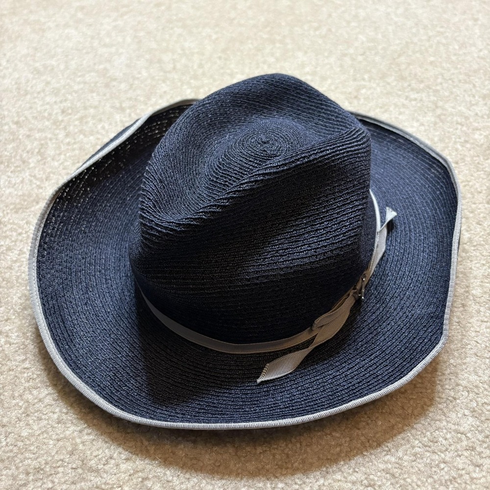 Stetson Hat Fedora Mens 7 1/8 Blue Woven Hemp Stratoliner Western Summer Travel